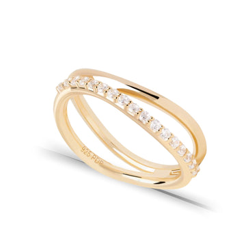 Δαχτυλίδι διπλό PDPAOLA Essentials Twister Gold AN01-844-12 από ασήμι 925 επιχρυσωμένο.
